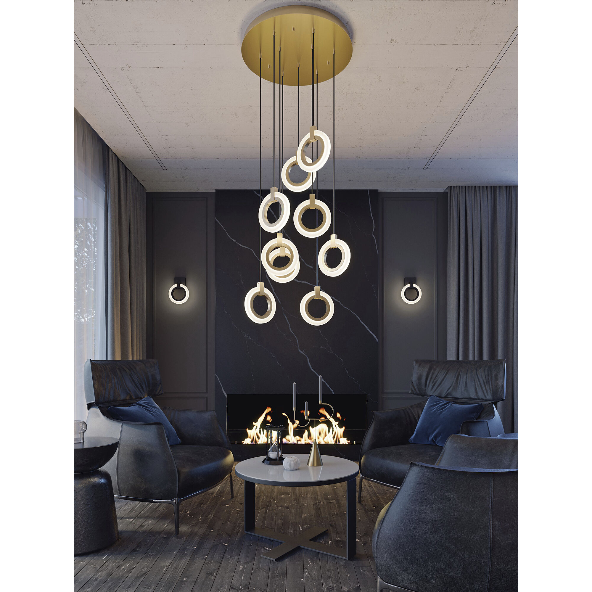 Halo LED 24 inch Light Antique Brass Multi-light Pendant Ceiling Light