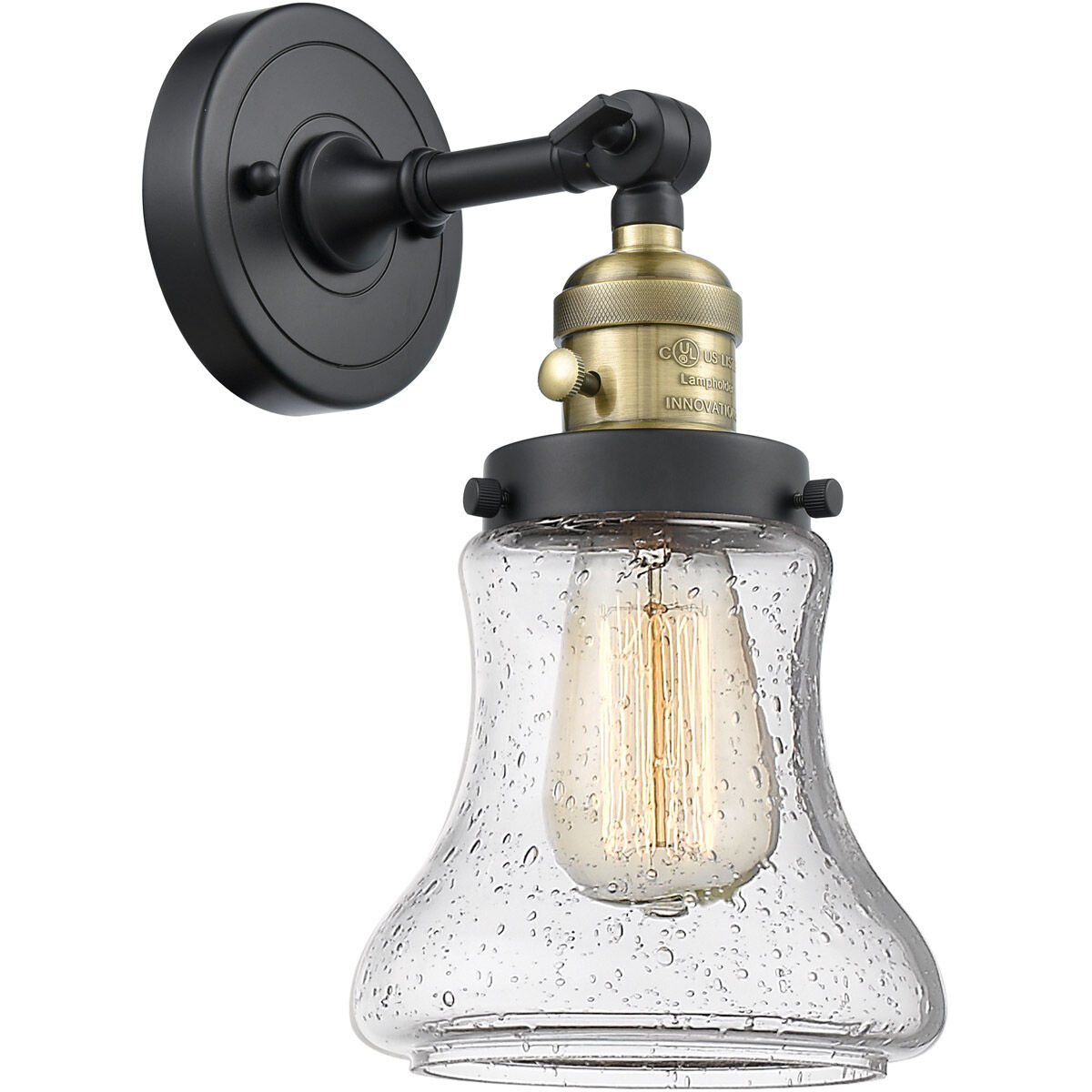 Franklin Restoration Bellmont LED 7 inch Black Antique Brass Sconce Wall Light, Franklin Restoration