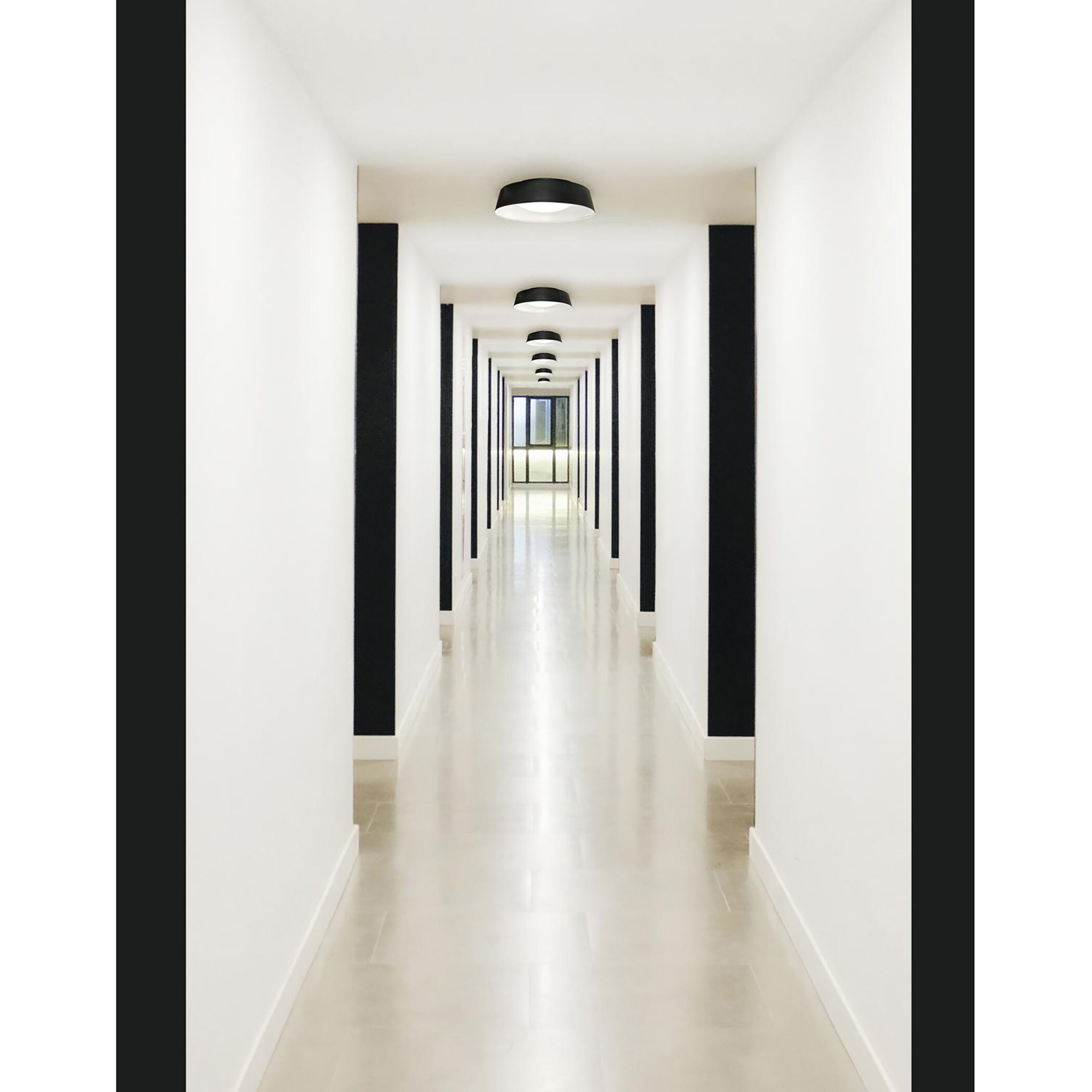 Duncan 1 Light 15.5 inch Black and White Flush Mount Ceiling Light in White/Black