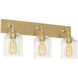 William 3 Light 24 inch Satin Brass Bath Vanity Wall Light