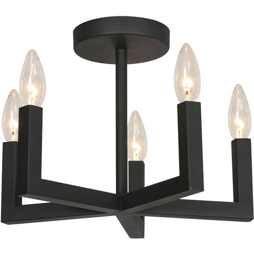 Grace 5 Light 14 inch Black Semi Flush Mount Ceiling Light