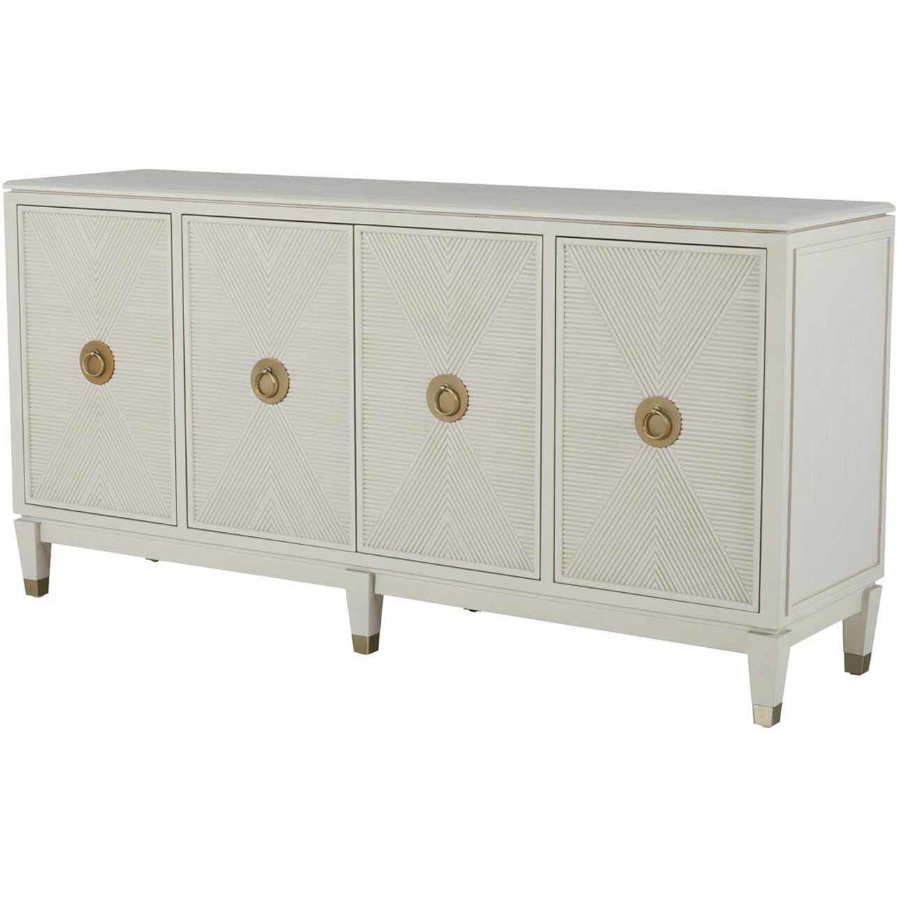 Strella Stainless Champagne / Cerused White Cabinet