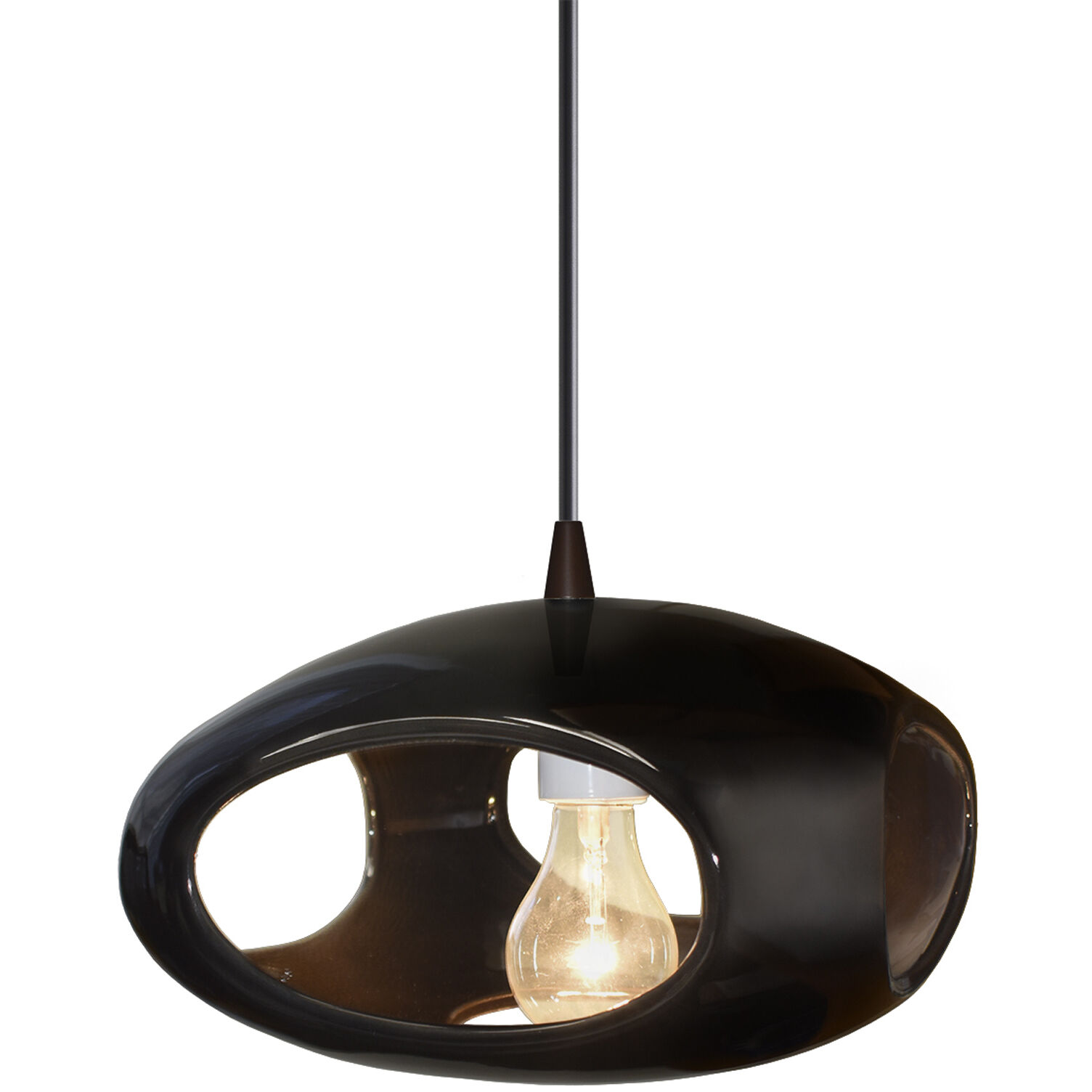 Radiance Collection 1 Light 12 inch Dark Bronze and Gloss Black and Black Pendant Ceiling Light