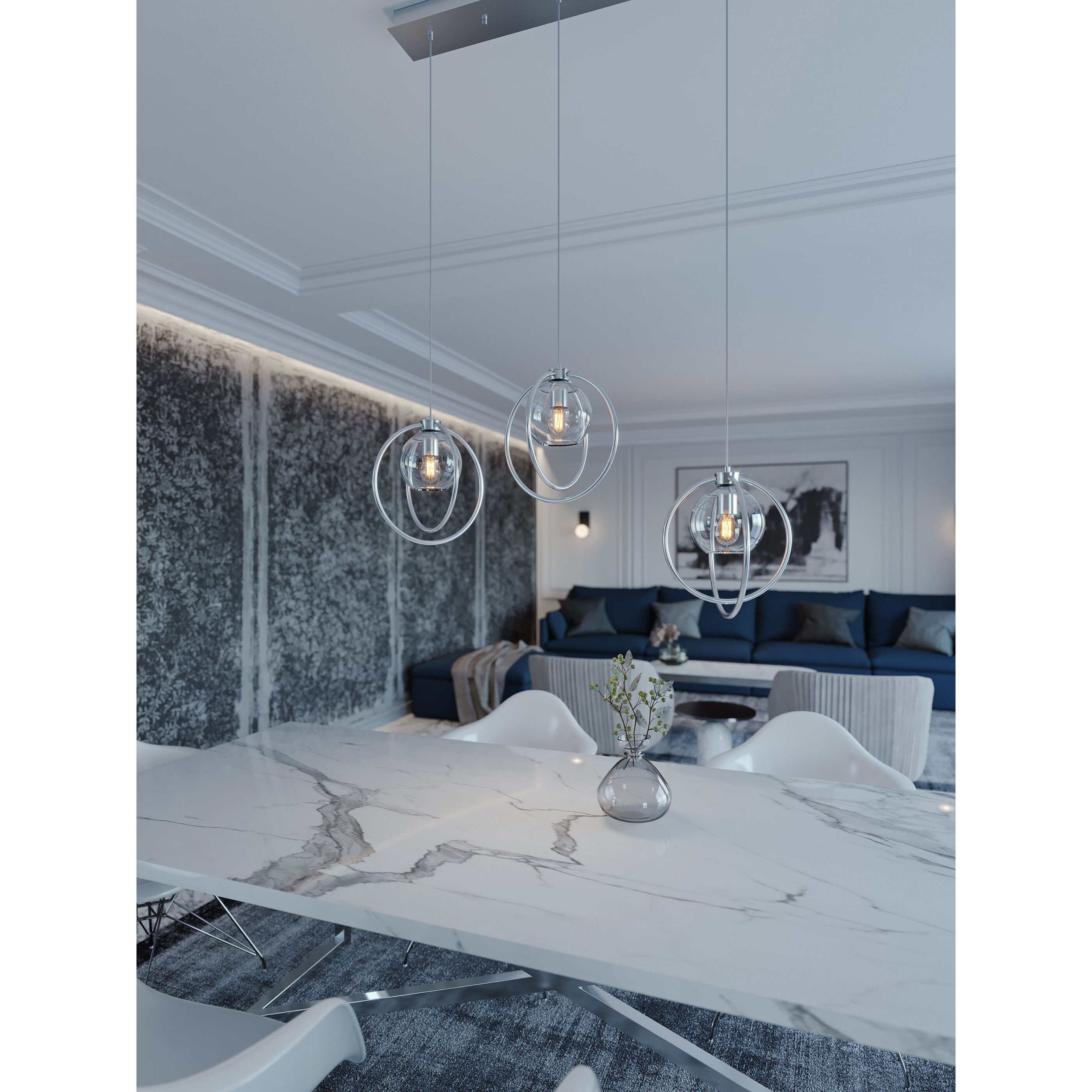 Jamie 3 Light 12.25 inch Satin Brass Mini Pendant Ceiling Light