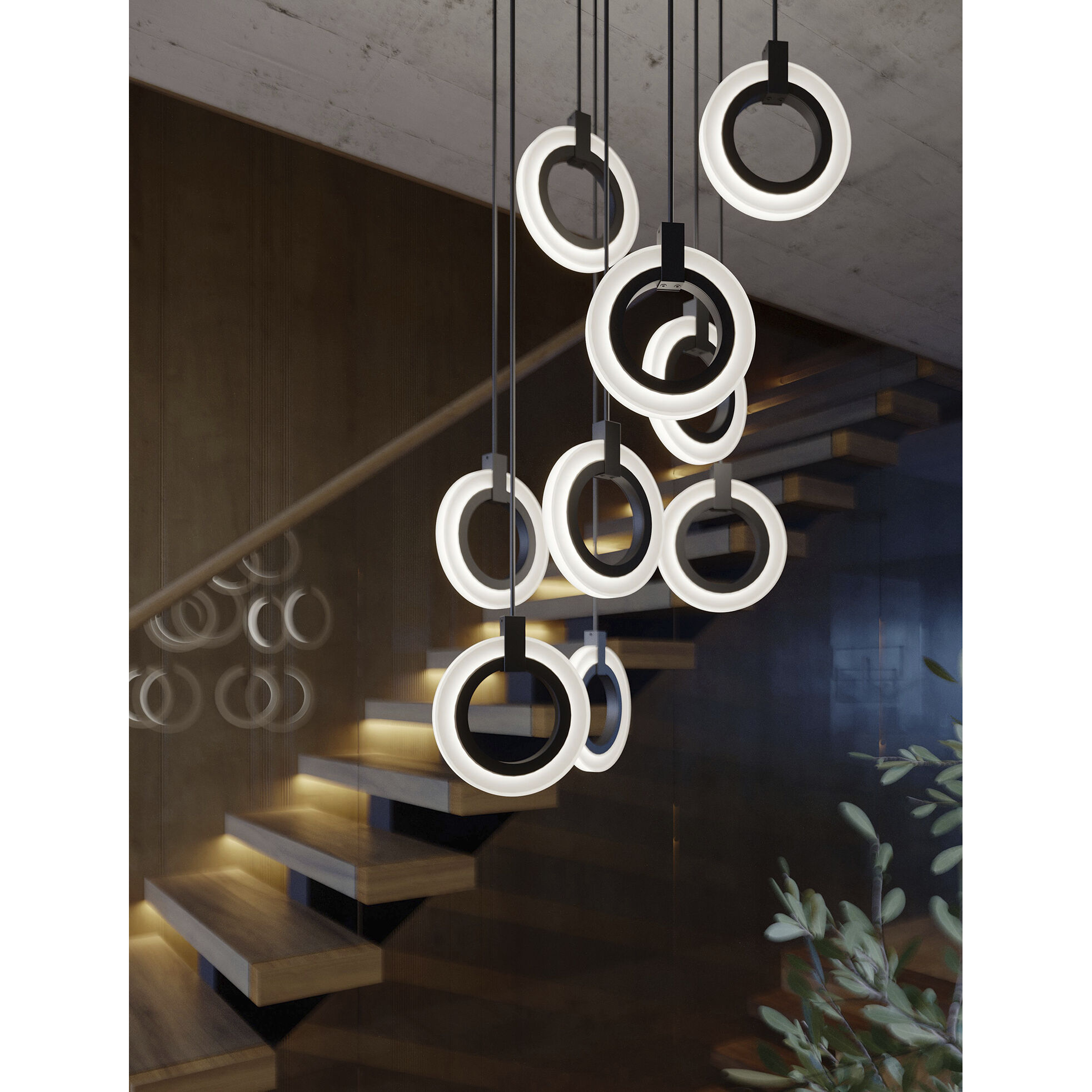 Halo LED 24 inch Black Multi-light Pendant Ceiling Light