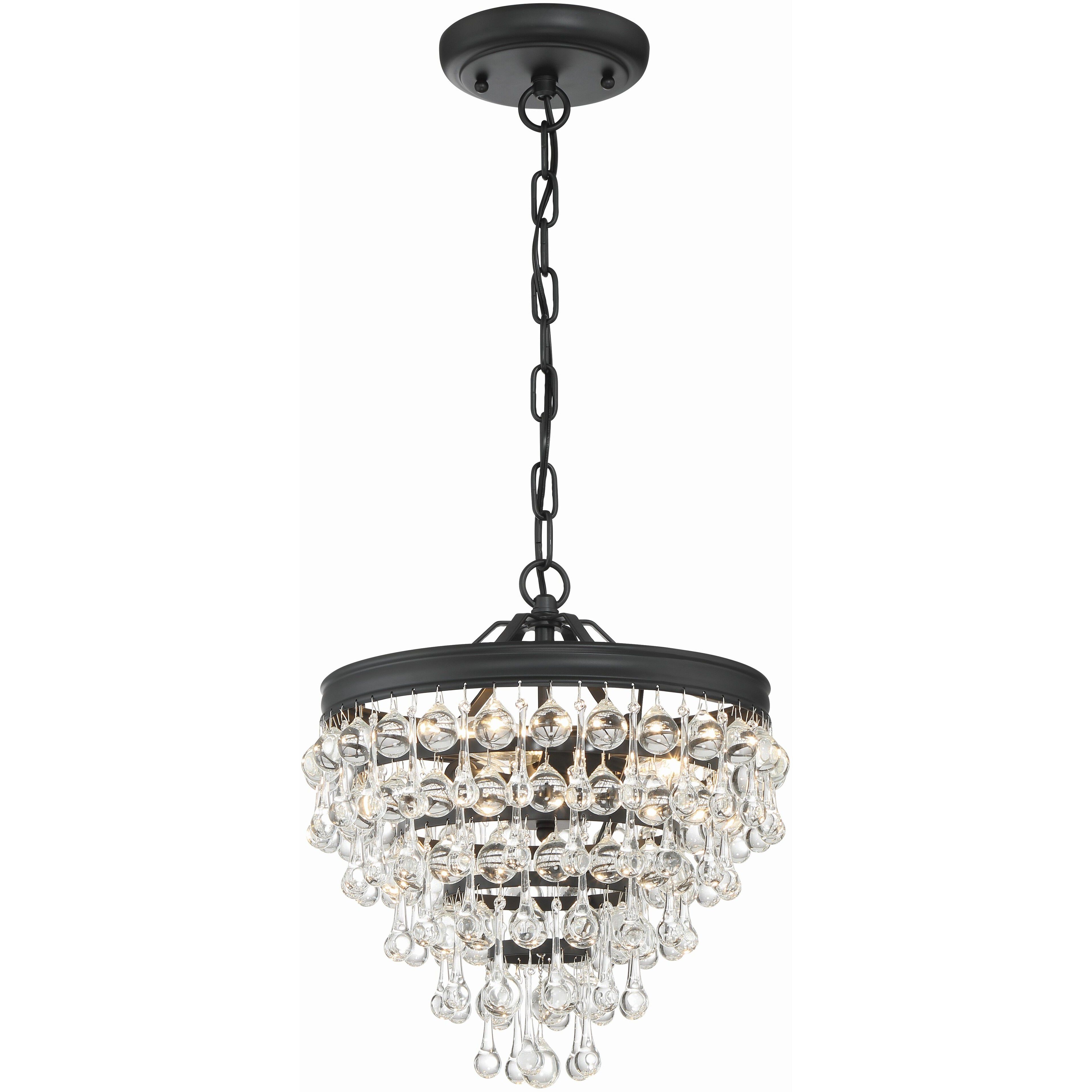 Calypso 3 Light 13 inch Matte Black Chandelier Ceiling Light