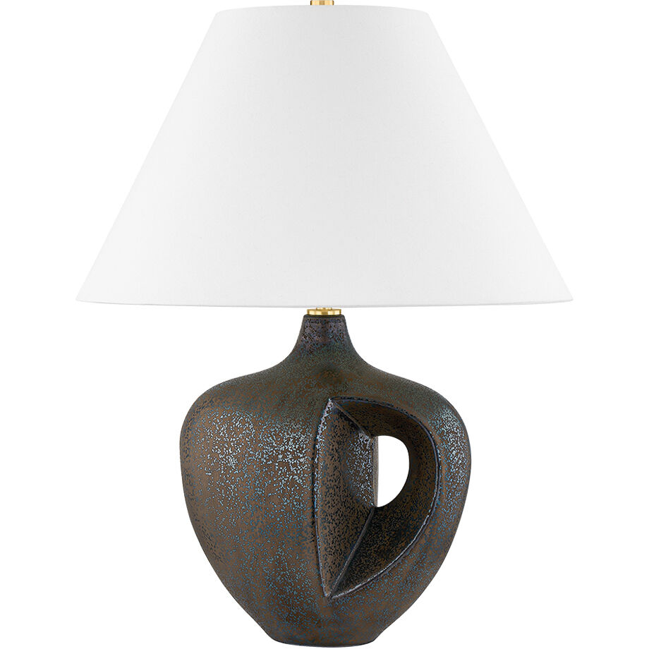 Avenel 24 inch 15 watt Aged Brass and Ceramic Reactive Bronze Table Lamp Portable Light