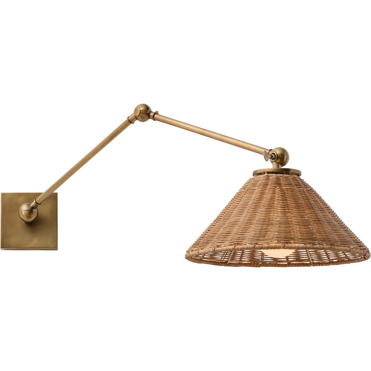 Padma 1 Light 12 inch Antique Brass/Natural Rattan Sconce Wall Light, Round