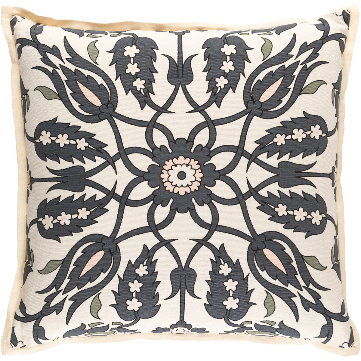 Vincent 20 X 20 inch Charcoal and Peach Pillow Cover