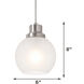 Abrya 1 Light 5.91 inch Brushed Nickel Pendant Ceiling Light