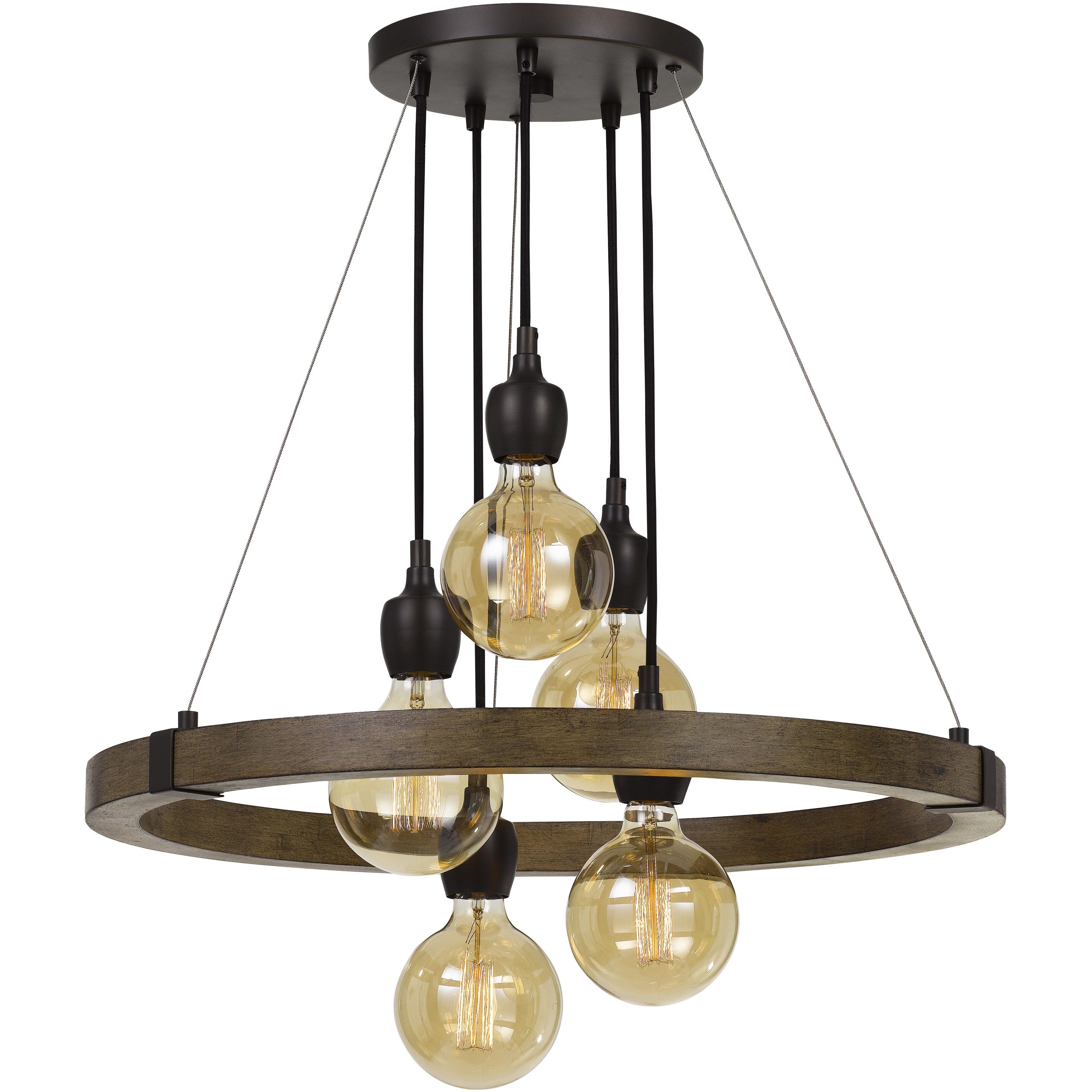 Martos 5 Light 26.25 inch Pine and Iron Chandelier Ceiling Light