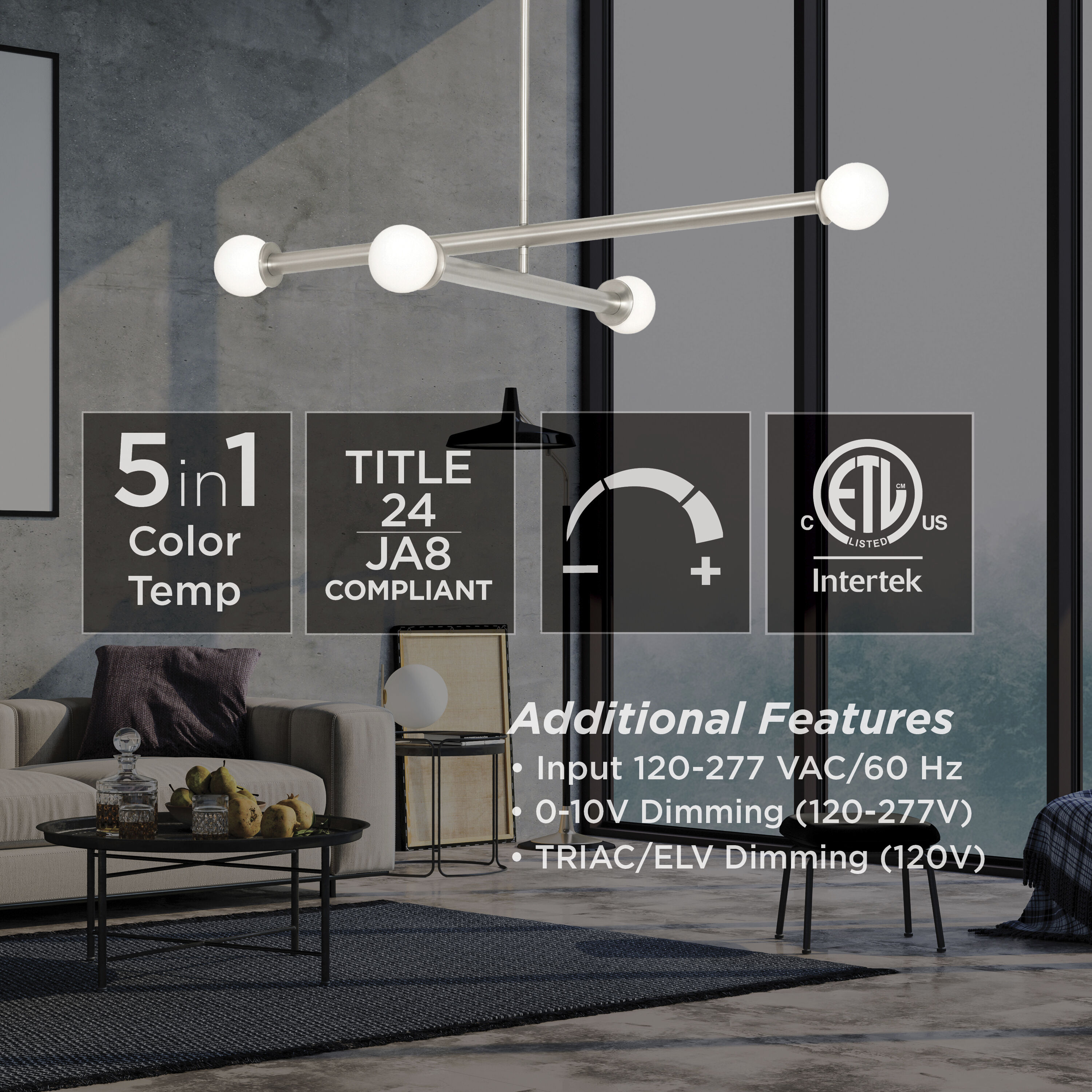 Lane LED 36 inch Satin Nickel Pendant Ceiling Light