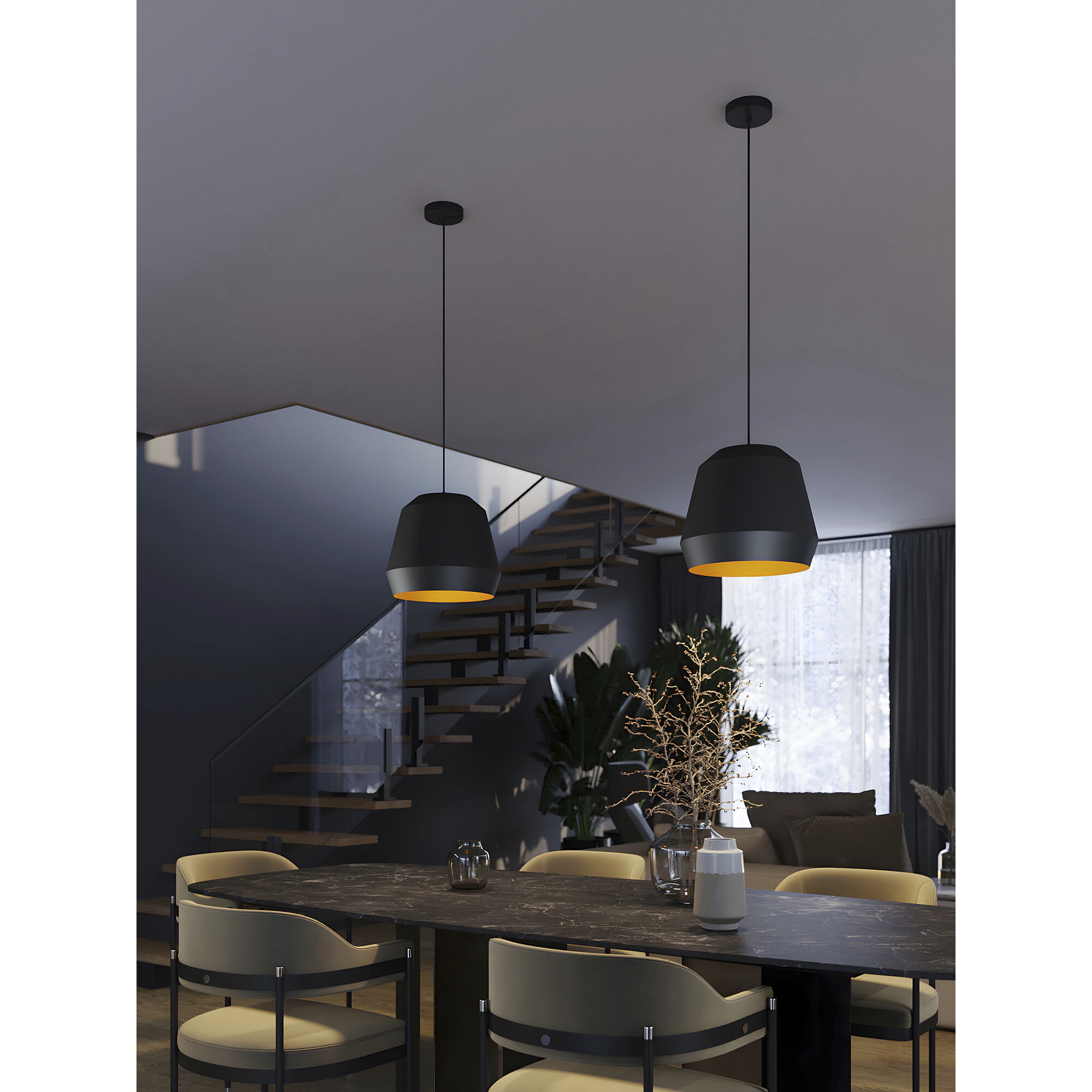 Bronx 1 Light 14 inch Black, Gold Pendant Ceiling Light