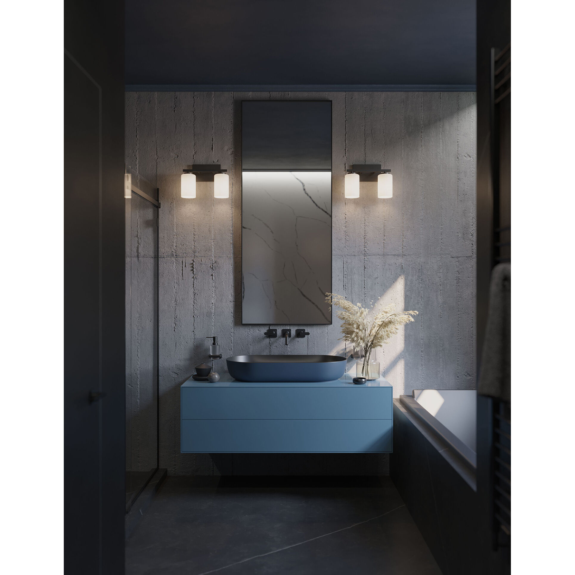 Leo Vanity Light Wall Light in Black, 13 in