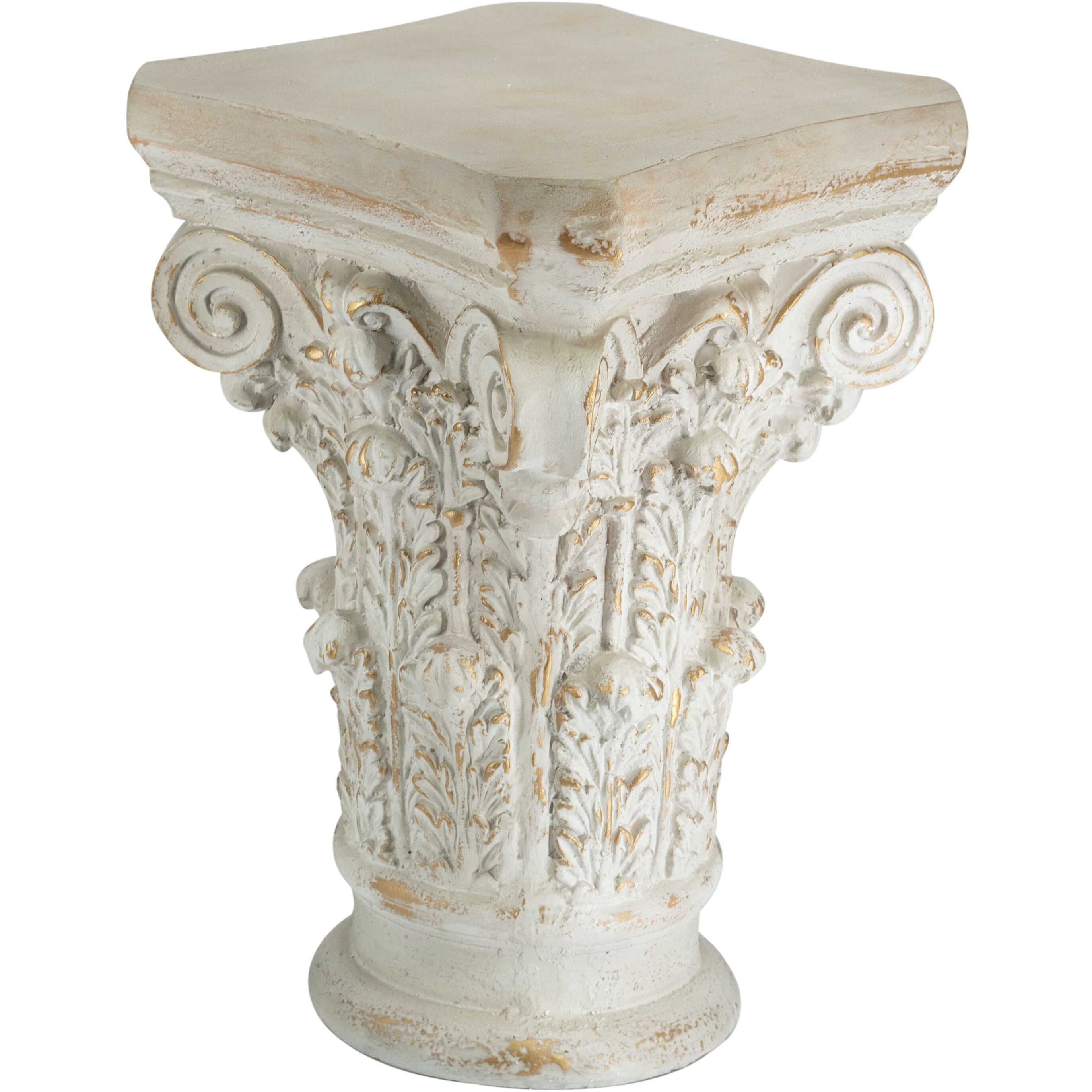 Roman 24.4 X 16.1 inch White and Gold Pedestal