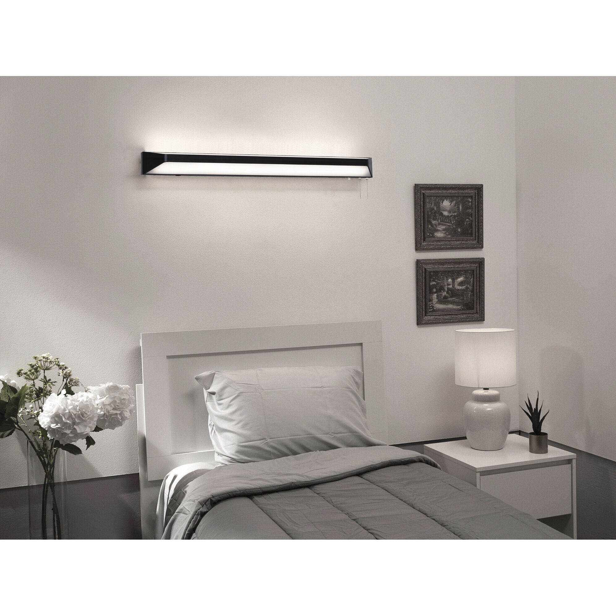 Cory Overbed Wall Light in Black, 36 in