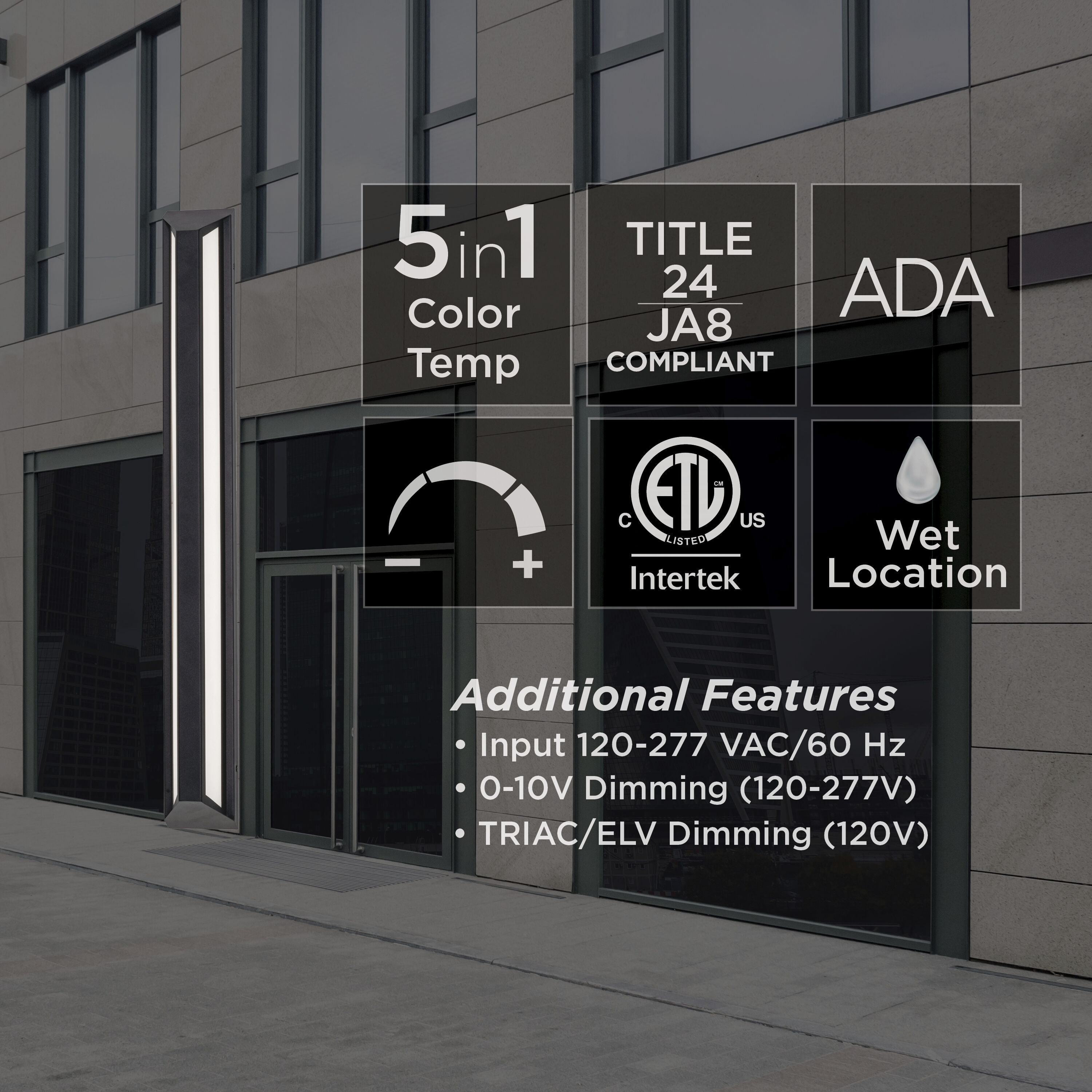 Fulton LED 36 inch Black Outdoor Sconce