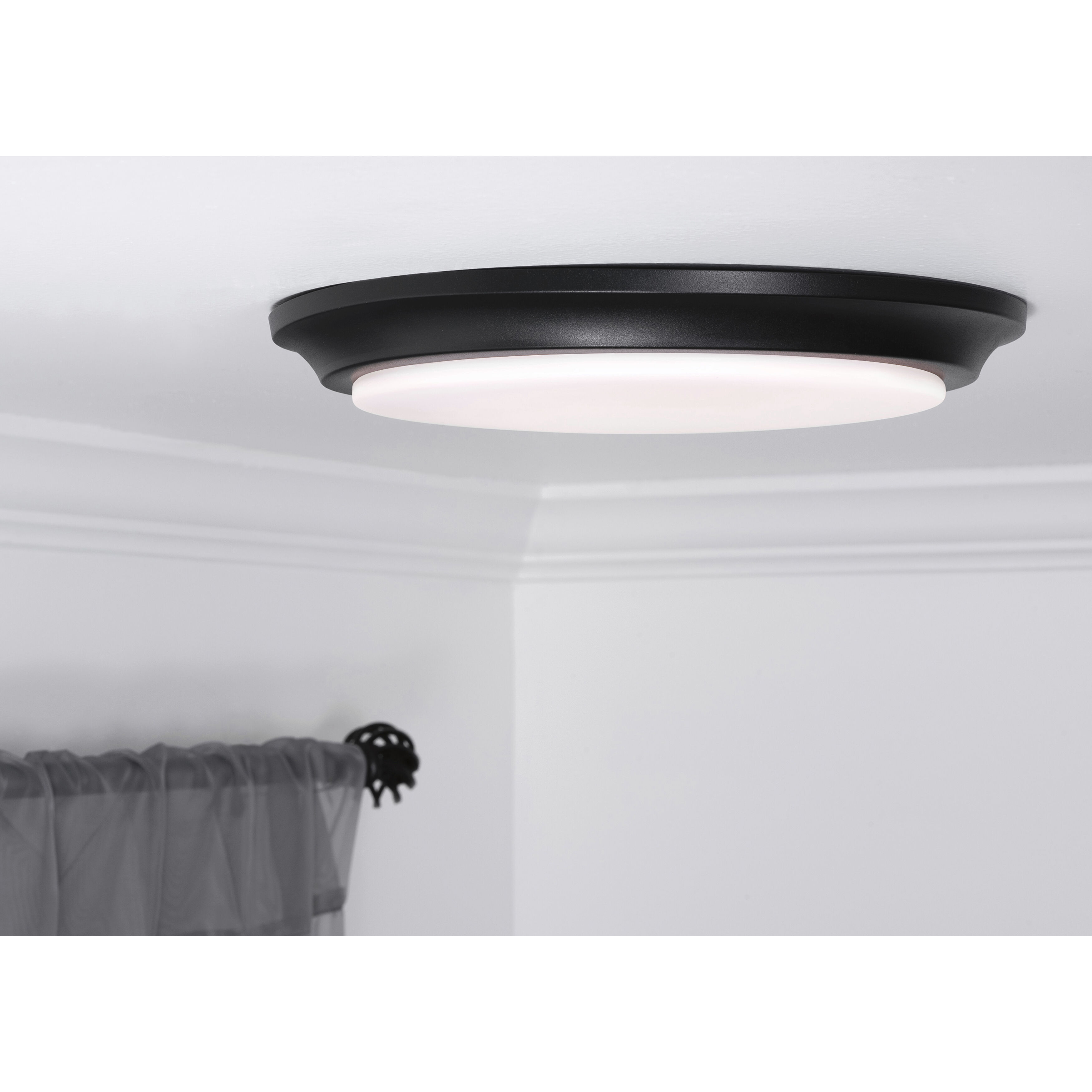 Baron 1 Light 14 inch Black Flush Mount Ceiling Light