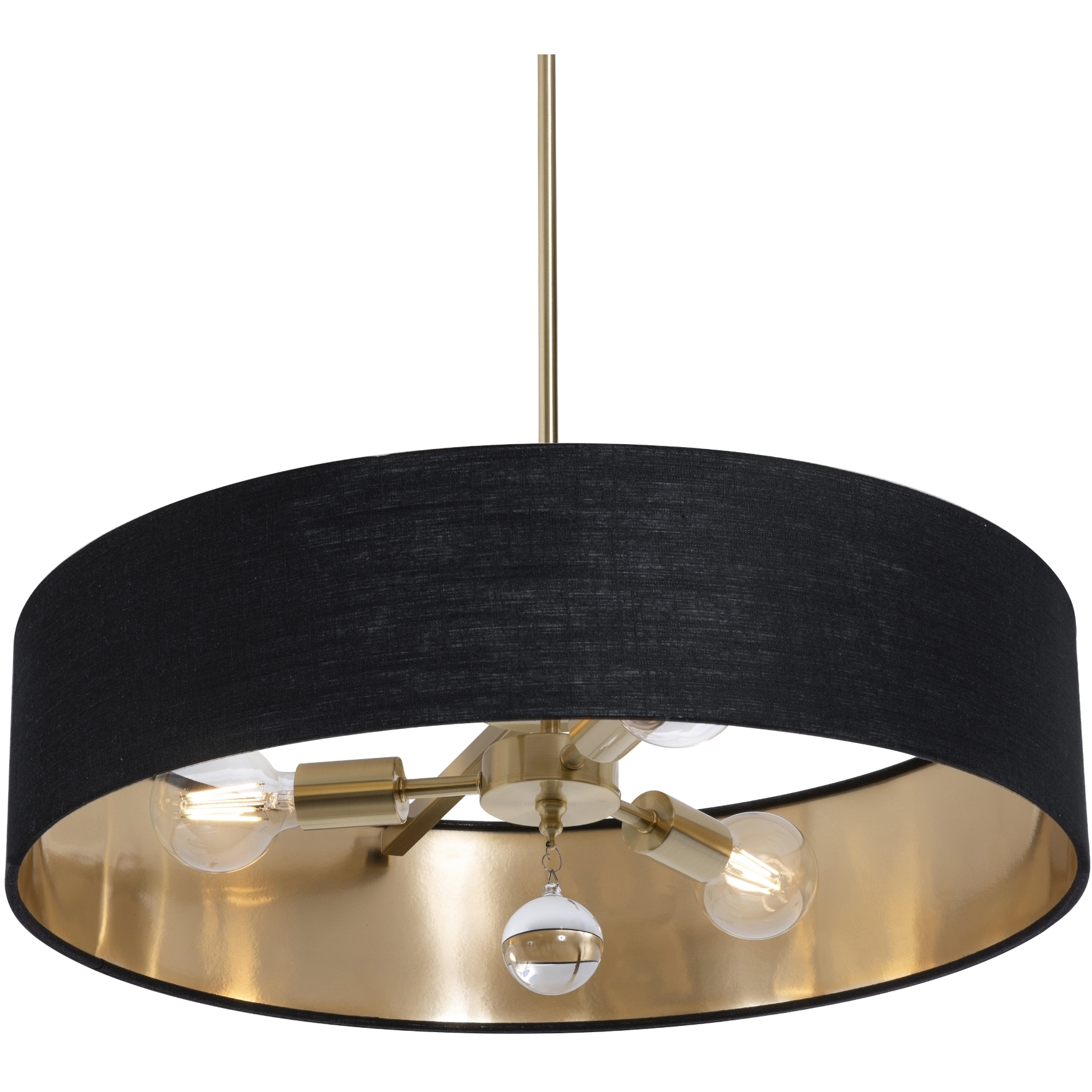 Celine 3 Light 24 inch Satin Brass Pendant Ceiling Light in Black/Gold, Dual Mount