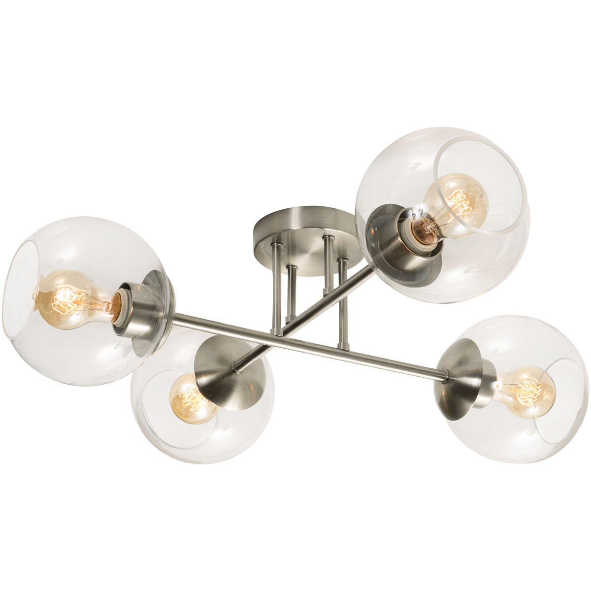 Jamie 4 Light 25 inch Satin Nickel Semi-Flush Mount Ceiling Light