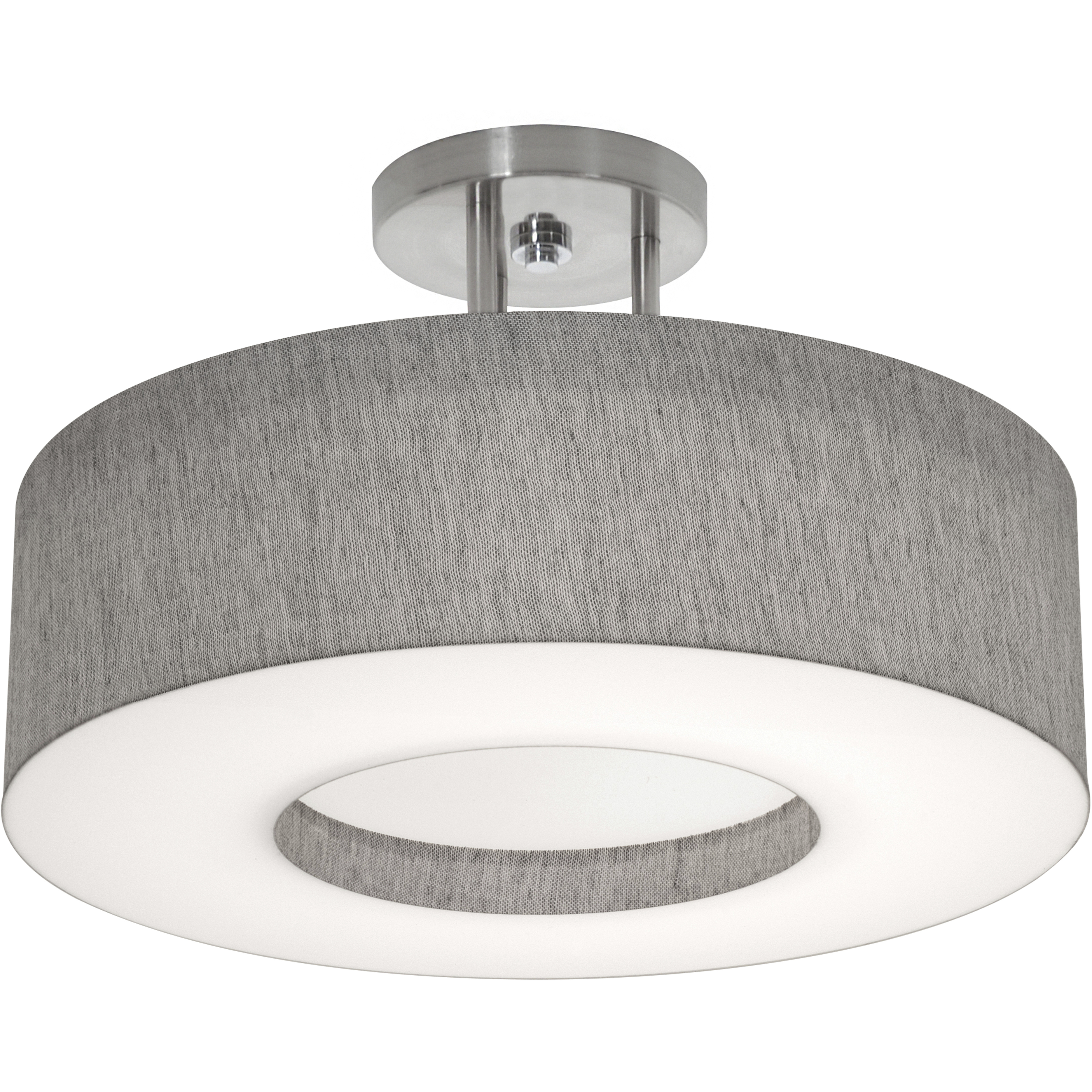 Montclair 2 Light 15 inch Satin Nickel Semi-Flush Mount Ceiling Light in Grey