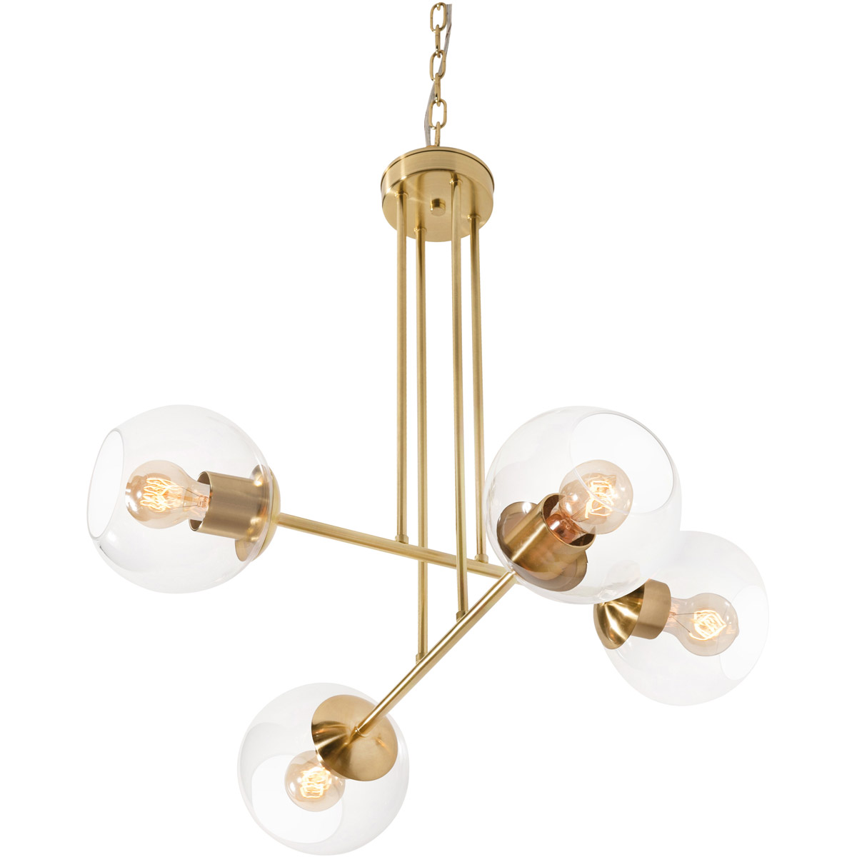 Jamie 4 Light 25.1 inch Satin Brass Pendant Ceiling Light
