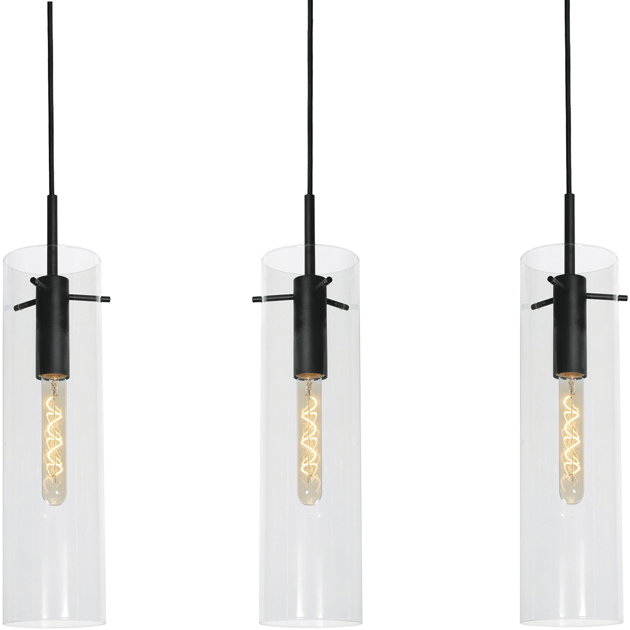 Vista 3 Light 36 inch Black Linear Pendant Ceiling Light
