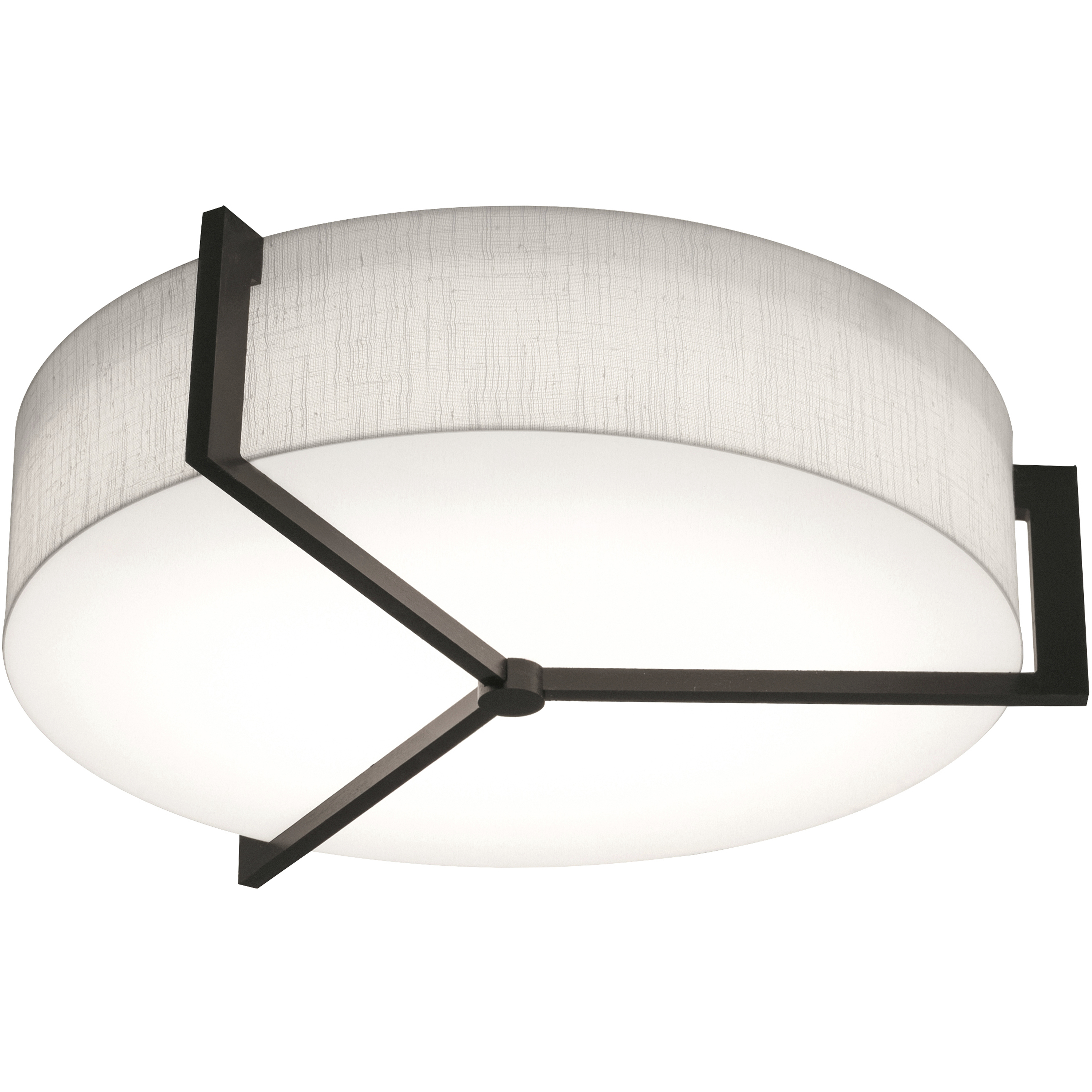 Apex 3 Light 17 inch Espresso Flush Mount Ceiling Light in Linen White