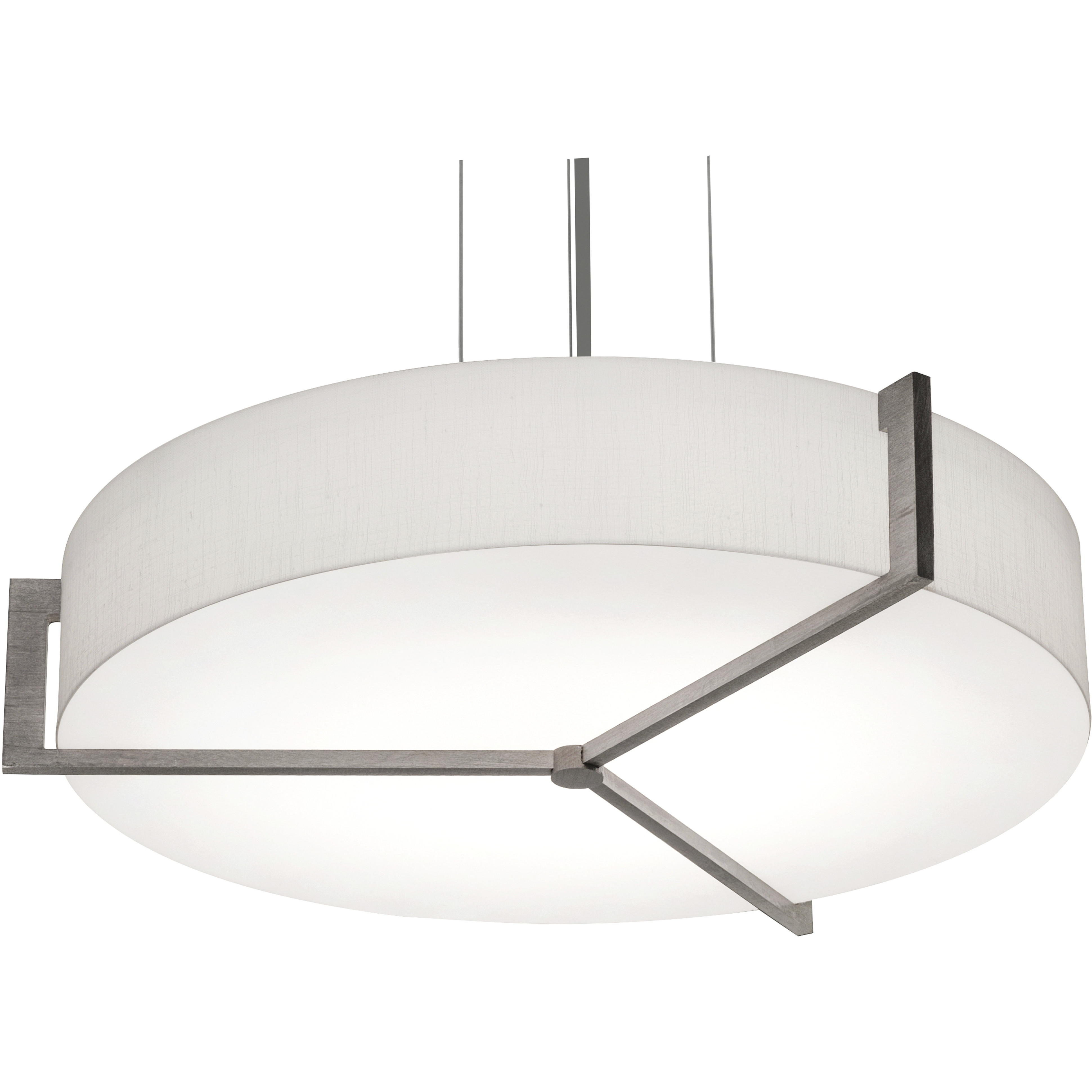 Apex 3 Light 21.25 inch Satin Nickel Pendant Ceiling Light in Linen White and Weathered Grey