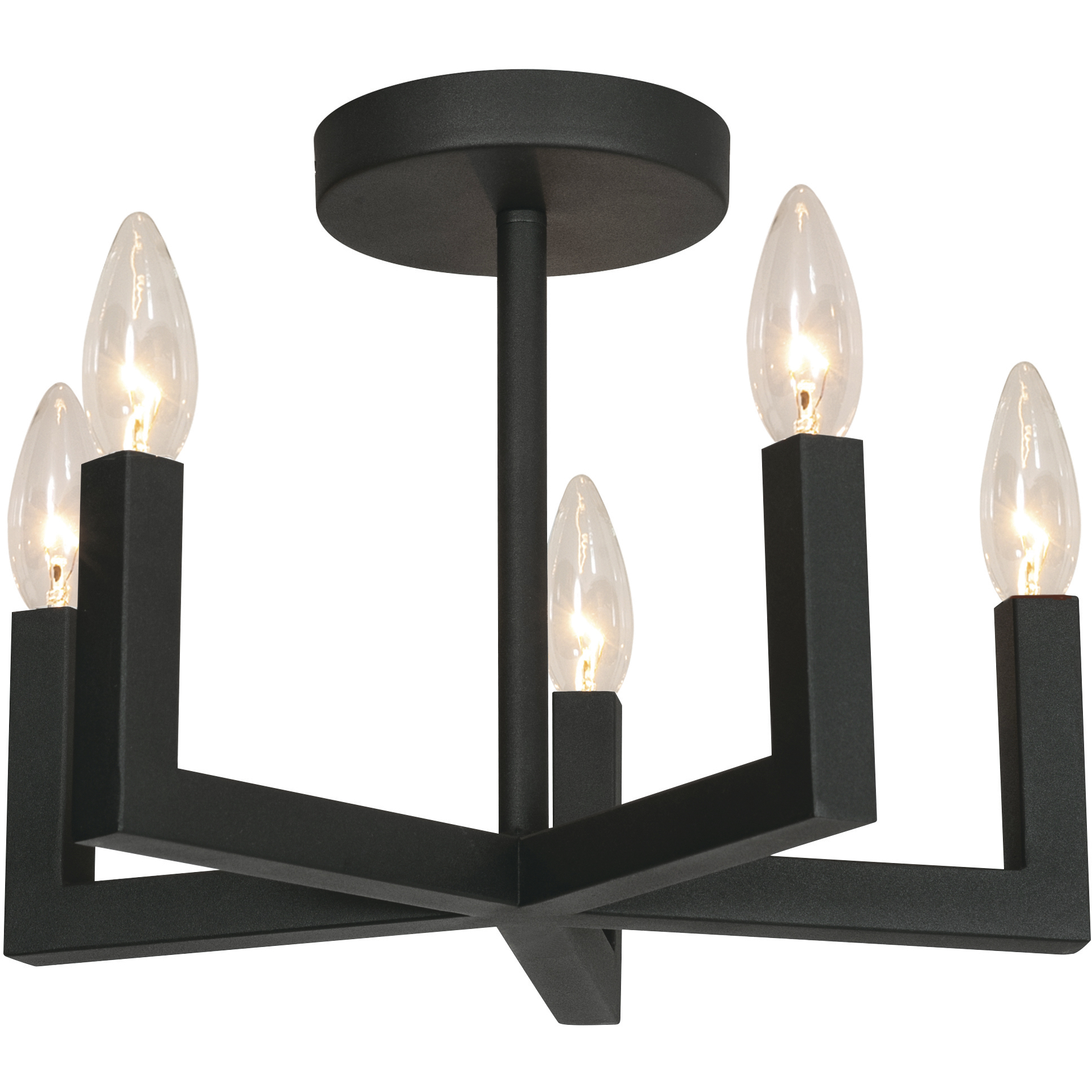 Grace 5 Light 14 inch Black Semi Flush Mount Ceiling Light