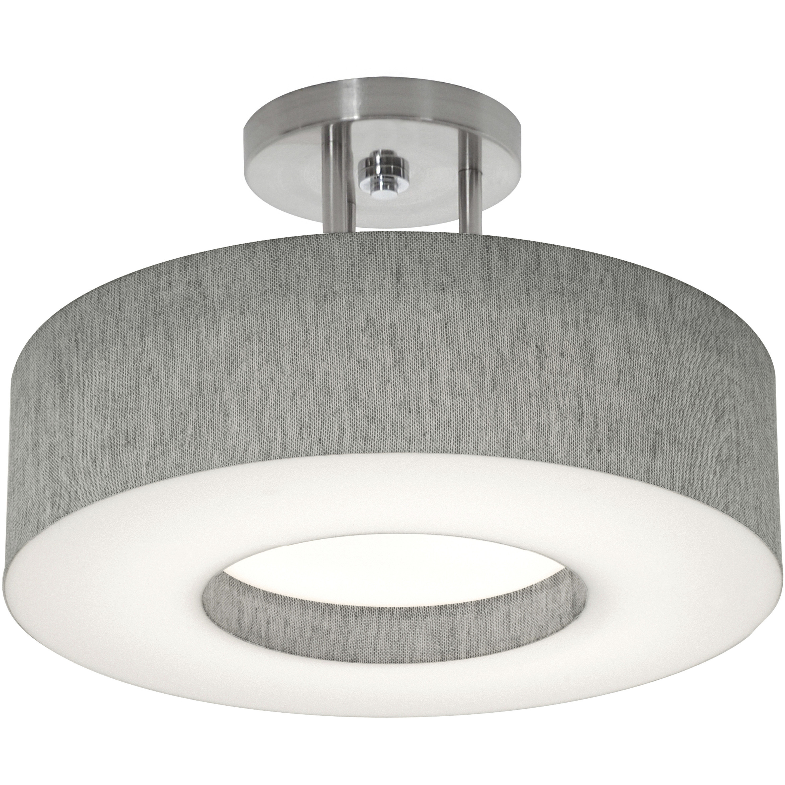 Montclair 2 Light 12.25 inch Satin Nickel Semi-Flush Mount Ceiling Light in Grey
